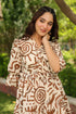 Women Abstract Printed Pure Cotton Tiered Fit & Flare Midi Dress